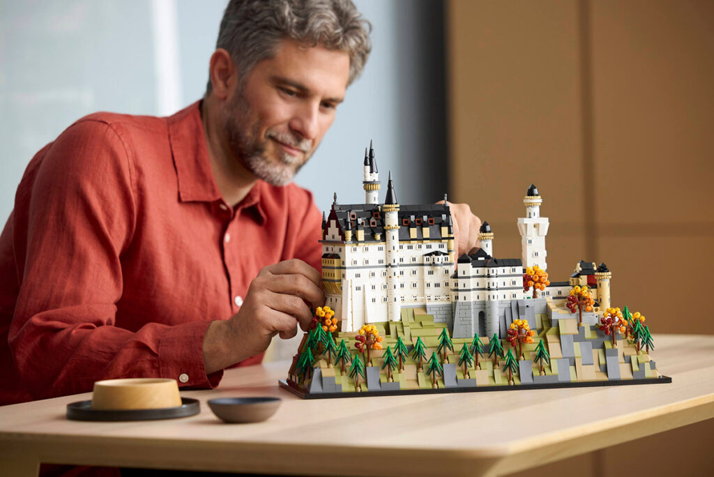 Lego verhuur in Gent: slot Neuschwanstein in lego blokjes.